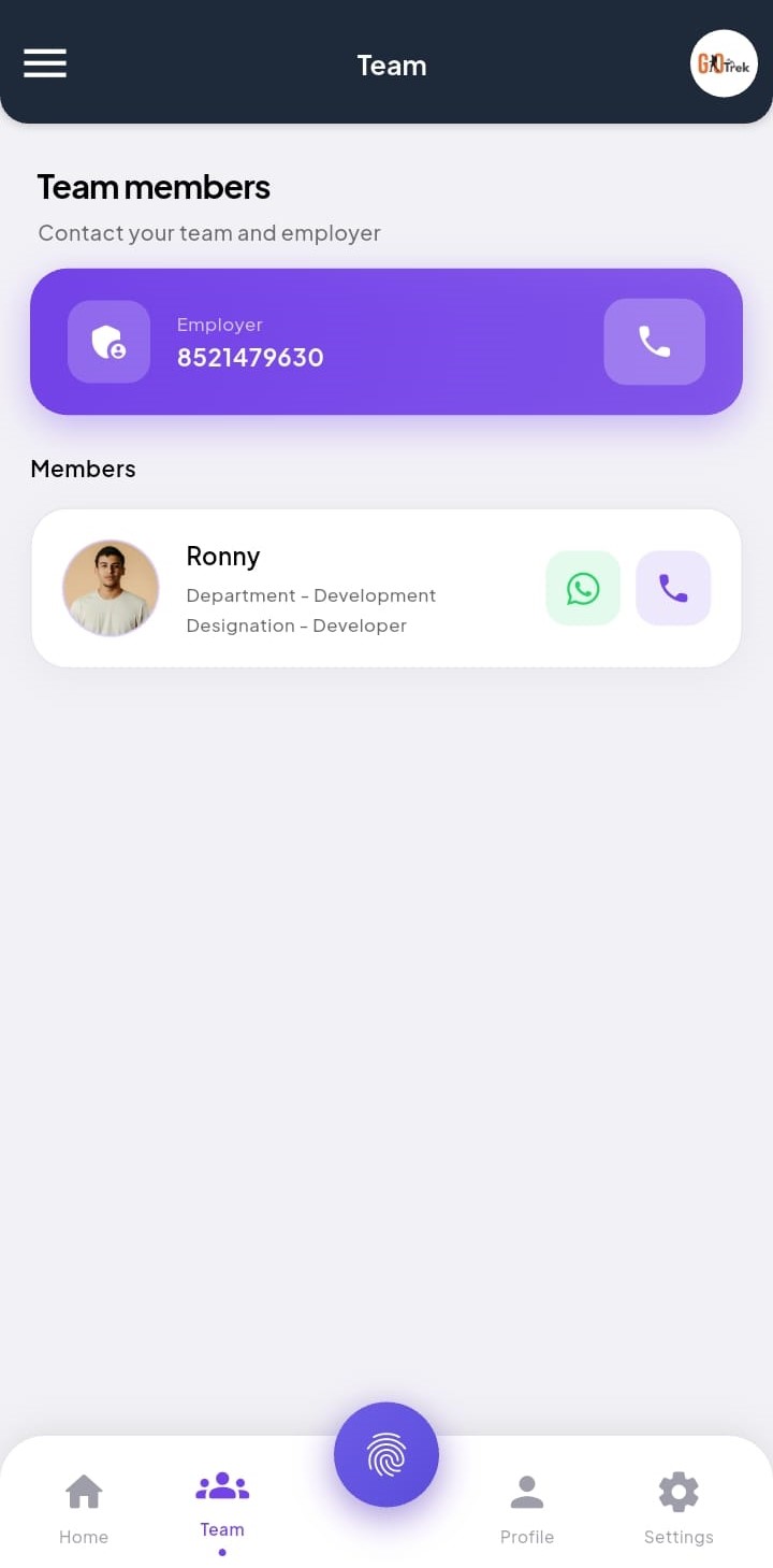 PayrollX employee app team members list