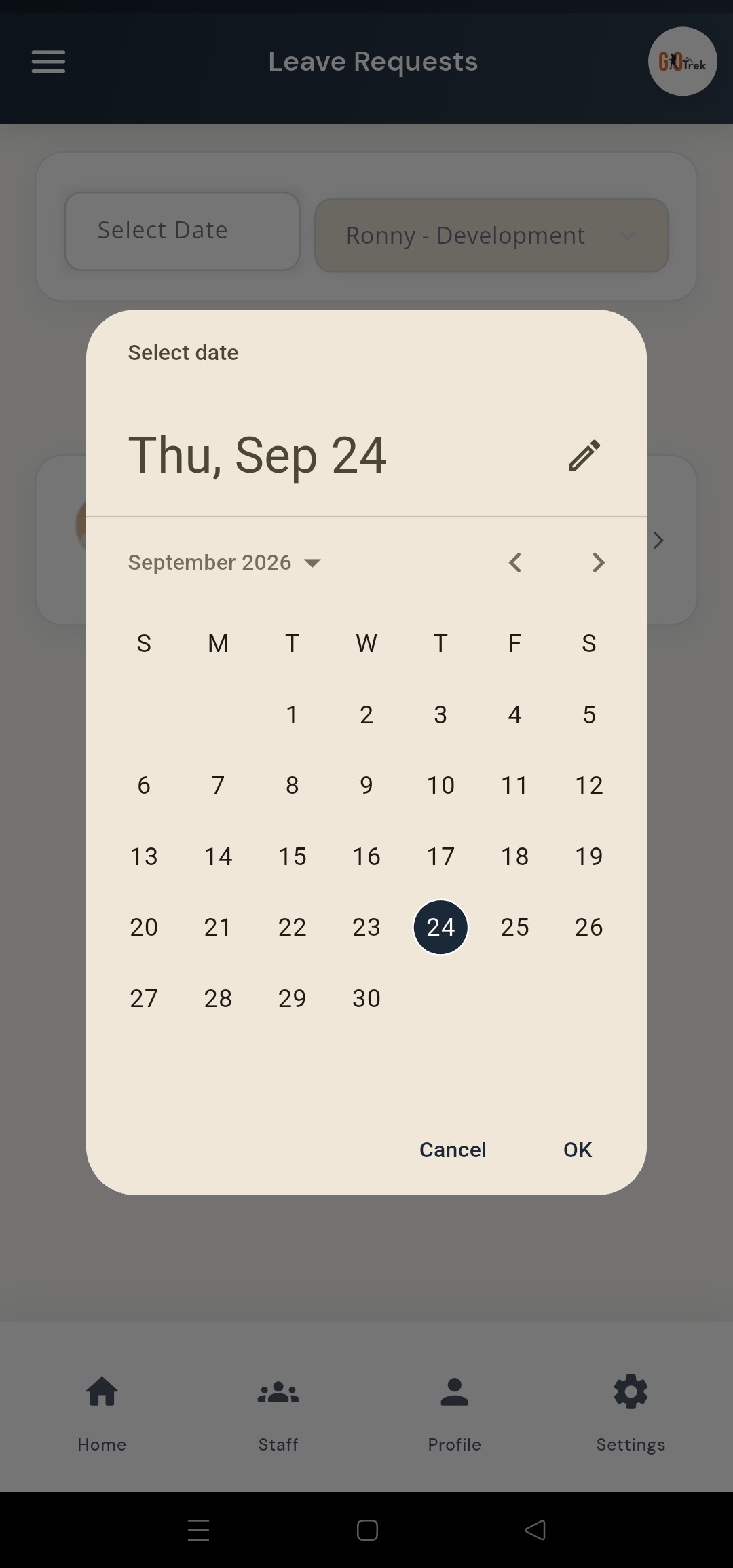 PayrollX employer app filter leave requests by date