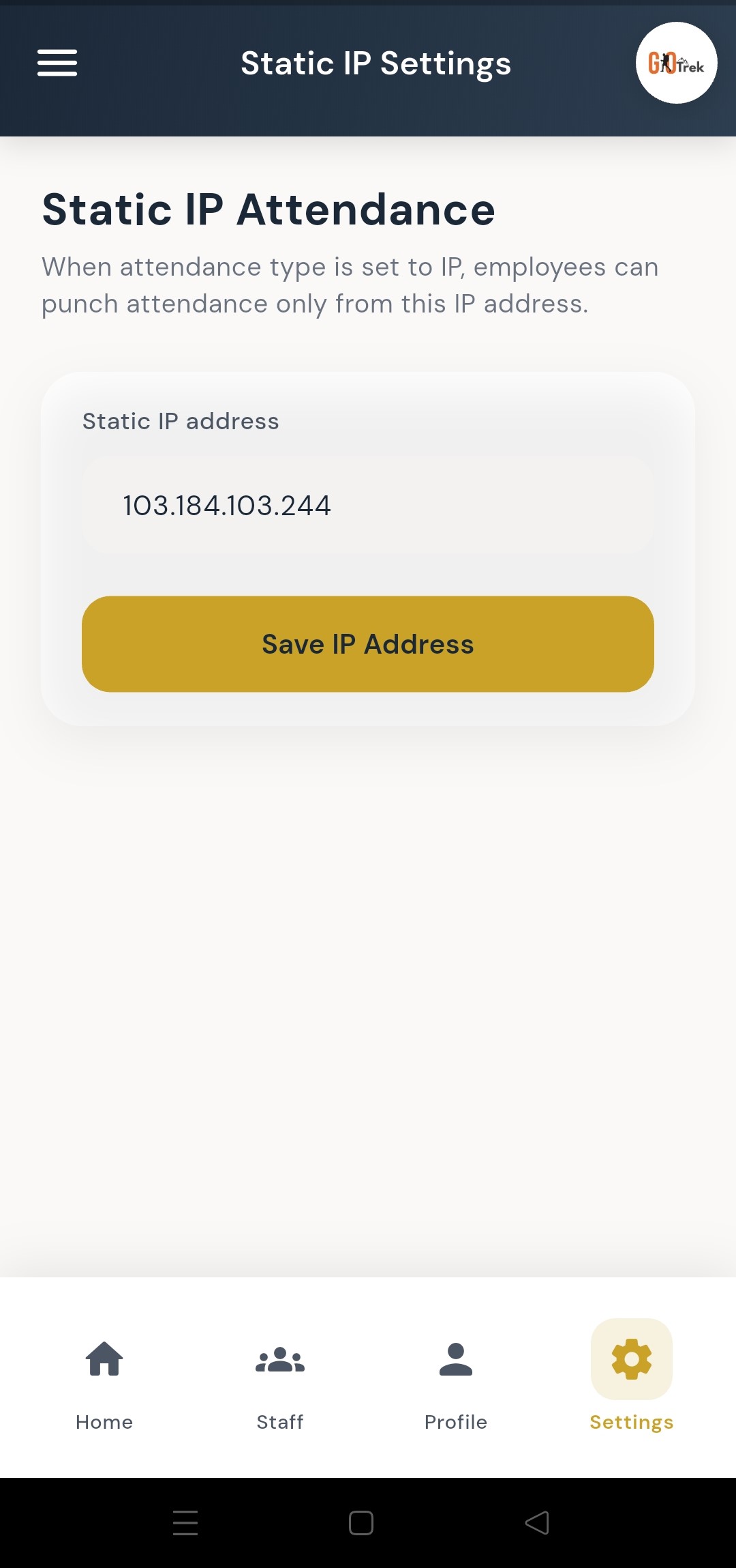 PayrollX employer app add static IP address for IP-based employee punch